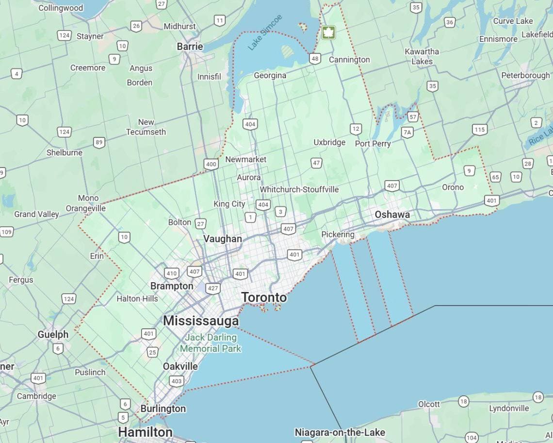 Map of Greater Toronto Area