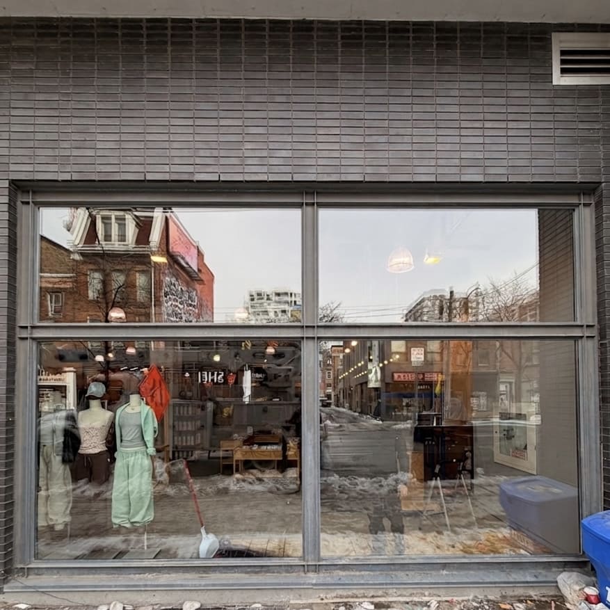 Finished commercial storefront glass replacement from the street