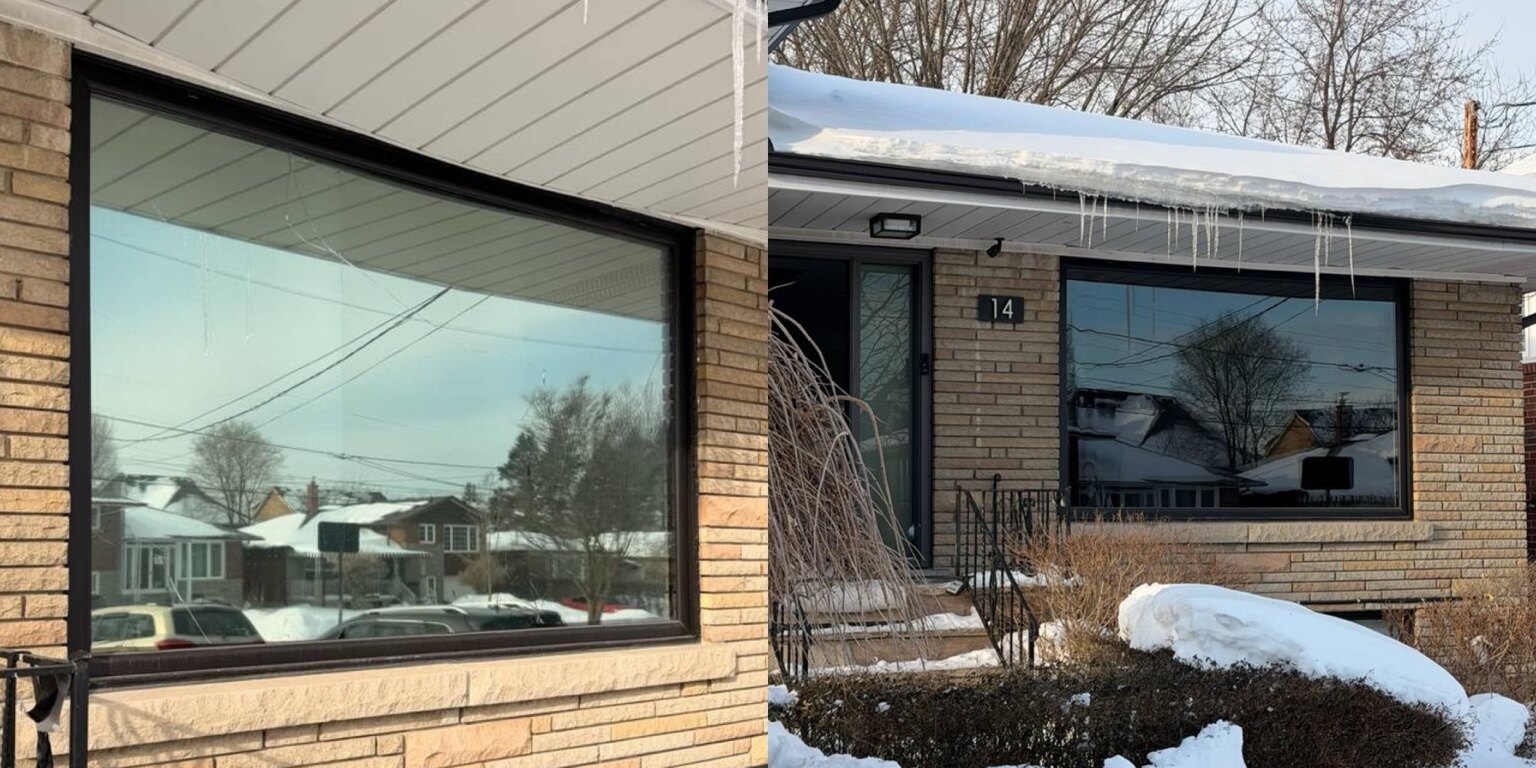 New insulated glass unit installed in the existing residential window frame