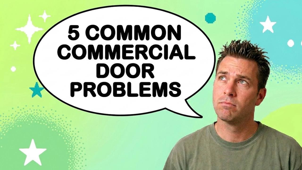 Technician repairing a commercial glass door closer and hardware in Toronto