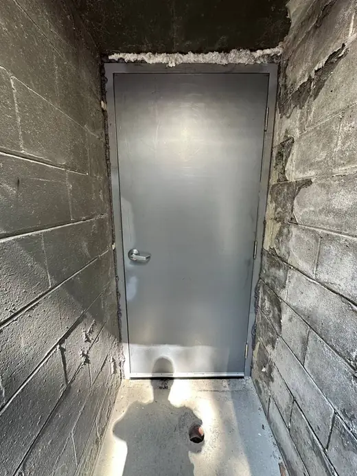 Fire-rated metal door replaced in Oakville with corrected commercial hardware fit
