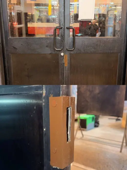 After: Urban Outfitters Storefront Door Secured After Break-In on Queen St W - Toronto