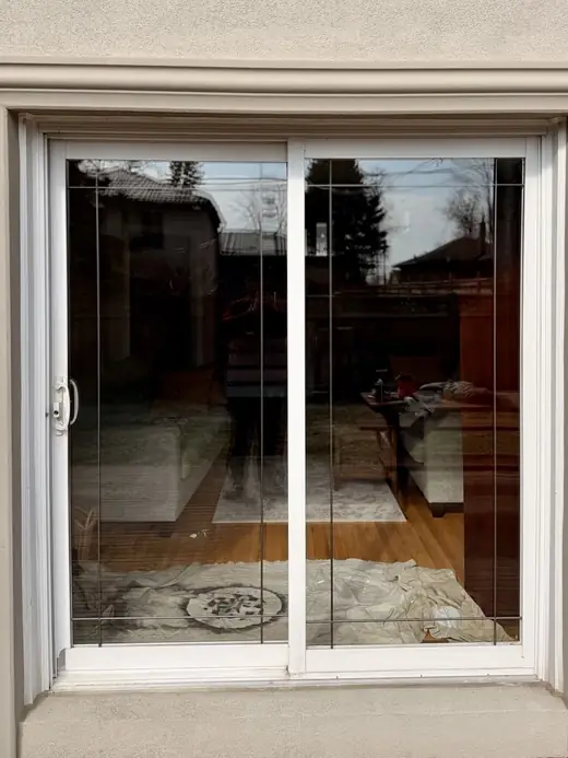 Aurora patio door glass replaced with a clear sealed unit while keeping the frame