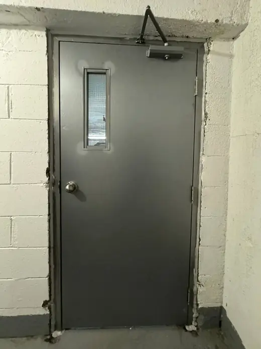 After: Commercial Steel Door with GPW Glass and Door Closer in King City - King