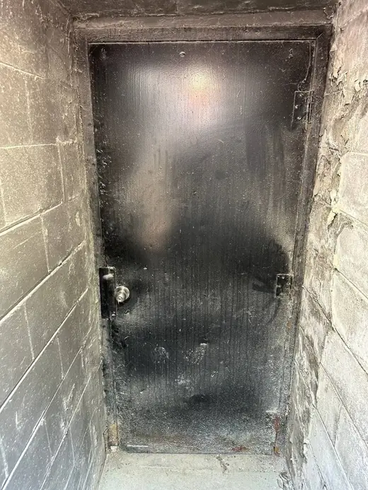 Oakville commercial fire door before replacement because it would not close reliably