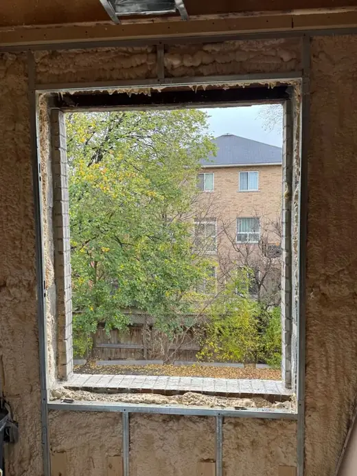 Renovation window opening in Mississauga before the new vinyl replacement window was installed