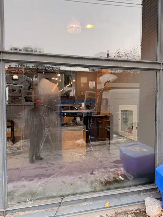 Before: Cracked Queen West Storefront Glass Unit Replaced in Toronto - Toronto