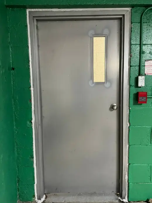 Before: Commercial Steel Door with GPW Glass and Door Closer in King City - King