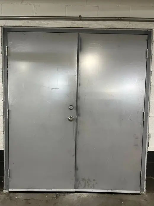 Commercial double-door opening in Clarington before steel door installation