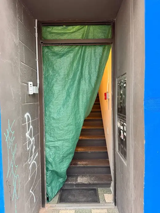 Before: Stairwell Entrance Glass Door Replaced for a Pickering Walk-Up - Pickering
