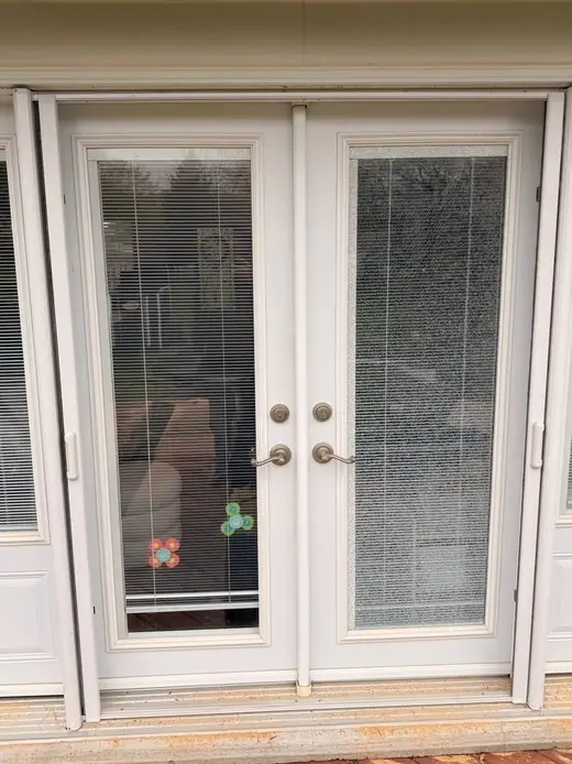 Before: Garden Door Glass with Built-In Blinds Replaced in Halton Hills - Halton Hills