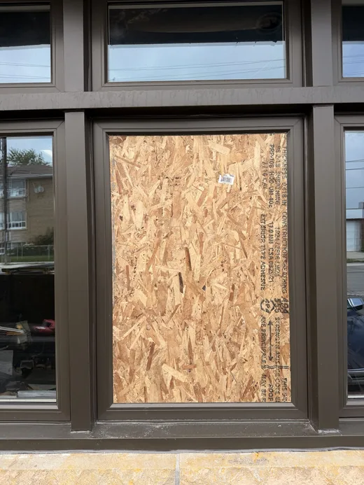Before: Emergency Board-Up and Storefront Glass Replacement in Mimico - Mimico, Toronto