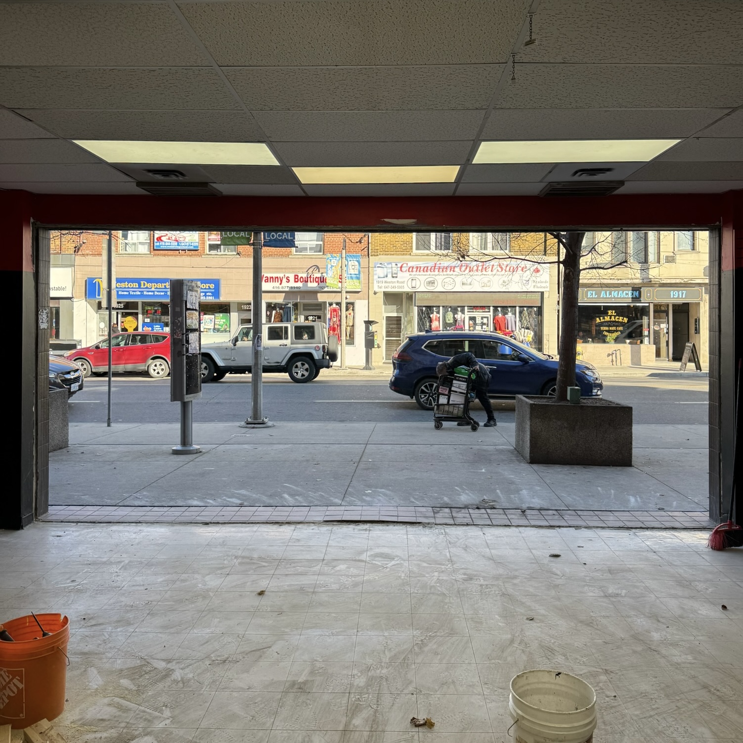 Cleared retail storefront opening ready for a new aluminum frame installation