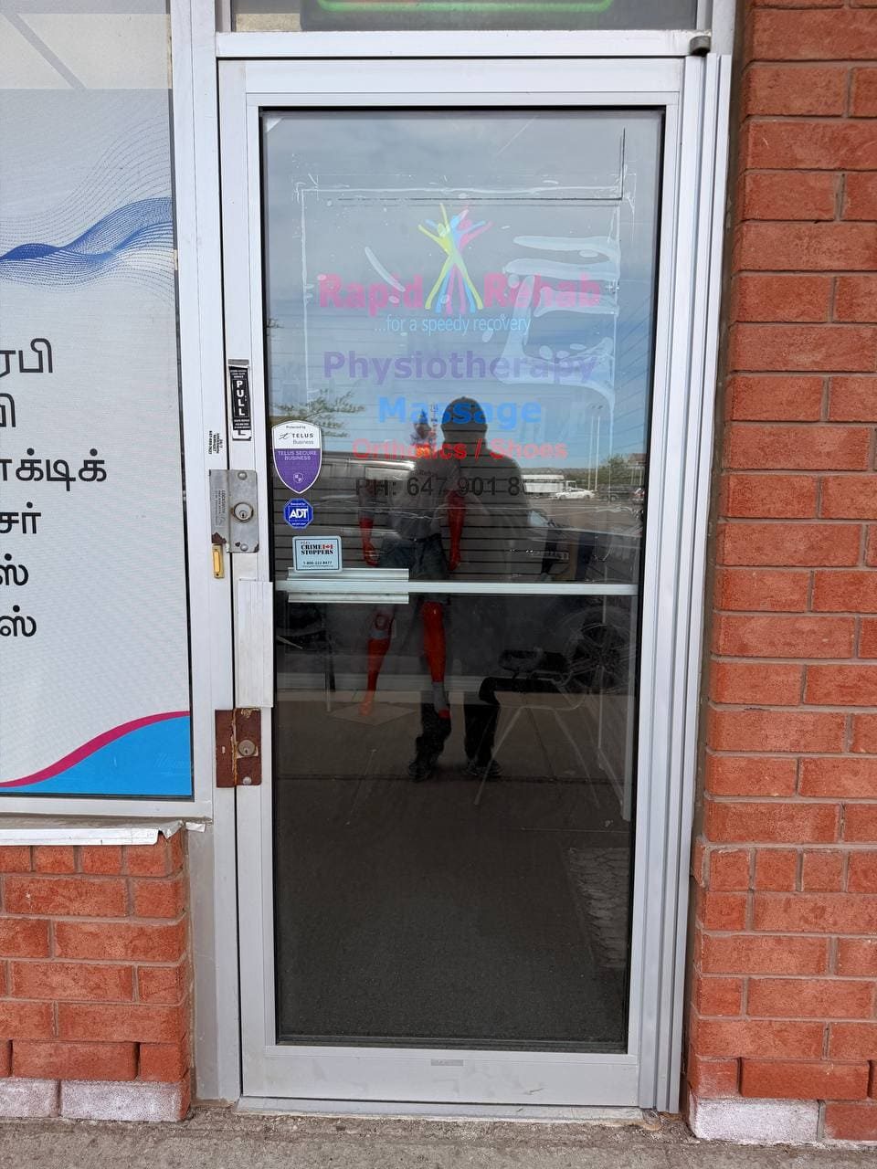 Clear commercial entrance door glass replaced in Mississauga